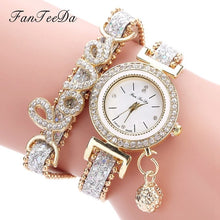 Load image into Gallery viewer, Women Bracelet Watches Ladies Love Leather Strap Rhinestone Quartz Wrist Watch Luxury Fashion Quartz Watch