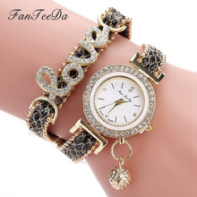 Load image into Gallery viewer, Women Bracelet Watches Ladies Love Leather Strap Rhinestone Quartz Wrist Watch Luxury Fashion Quartz Watch