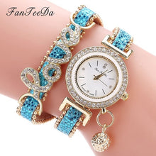 Load image into Gallery viewer, Women Bracelet Watches Ladies Love Leather Strap Rhinestone Quartz Wrist Watch Luxury Fashion Quartz Watch