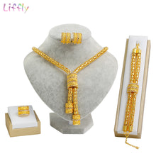 Load image into Gallery viewer, African Jewelry Sets Fashion Gold Necklace Earrings Ring