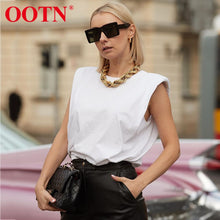 Load image into Gallery viewer, OOTN Summer Sleeveless Top Female O Neck White Women Blouse Shirt Ladies Loose solid Chic Casual Blouses Black 2020 Cotton Brown