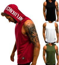 Load image into Gallery viewer, Men Hoodies Tank Top Sleeveless Muscle Gym Sport Slim Vest Bodybuilding Hooded Hip Hop Streetwear Workout Elastic Men Tank Top