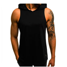 Load image into Gallery viewer, Men Hoodies Tank Top Sleeveless Muscle Gym Sport Slim Vest Bodybuilding Hooded Hip Hop Streetwear Workout Elastic Men Tank Top