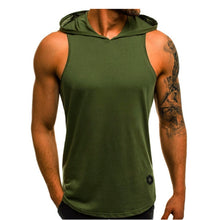 Load image into Gallery viewer, Men Hoodies Tank Top Sleeveless Muscle Gym Sport Slim Vest Bodybuilding Hooded Hip Hop Streetwear Workout Elastic Men Tank Top