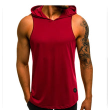 Load image into Gallery viewer, Men Hoodies Tank Top Sleeveless Muscle Gym Sport Slim Vest Bodybuilding Hooded Hip Hop Streetwear Workout Elastic Men Tank Top