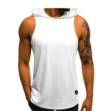 Load image into Gallery viewer, Men Hoodies Tank Top Sleeveless Muscle Gym Sport Slim Vest Bodybuilding Hooded Hip Hop Streetwear Workout Elastic Men Tank Top