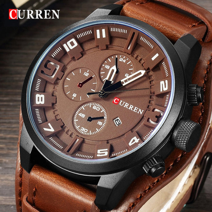 Men Watches Waterproof Top Brand Luxury Calendar Fashion Clock Leather Sport Military Men Wristwatch