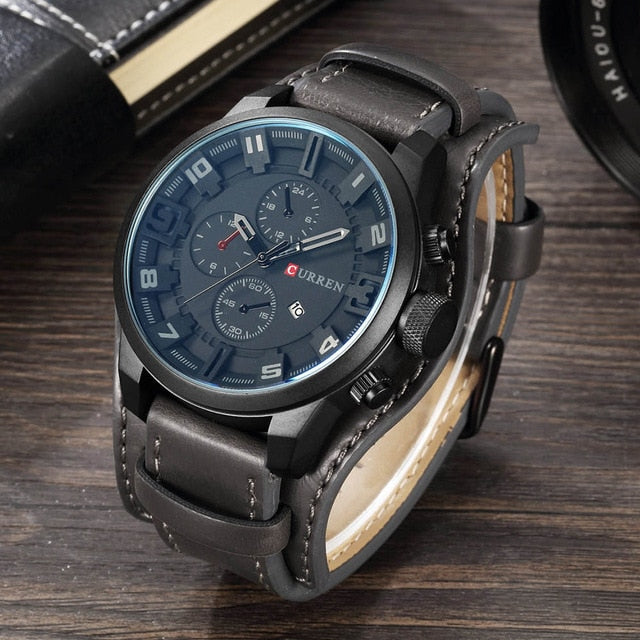 Men Watches Waterproof Top Brand Luxury Calendar Fashion Clock Leather Sport Military Men Wristwatch