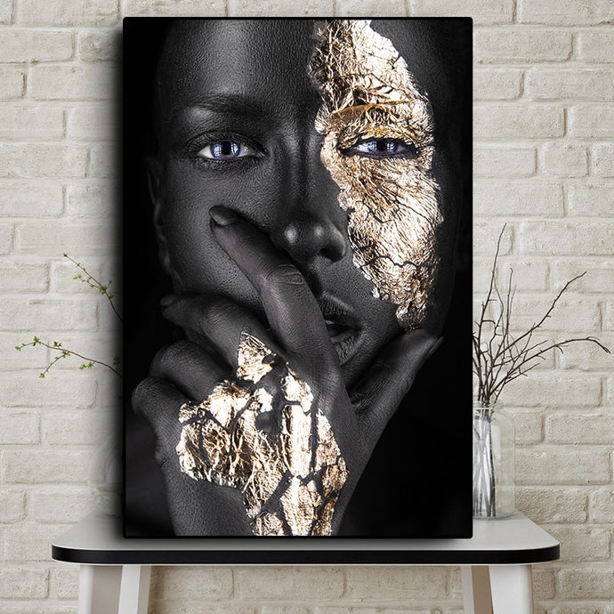Women Art Black and Gold Oil Painting on Canvas Wall Art
