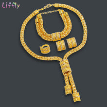 Load image into Gallery viewer, African Jewelry Sets Fashion Gold Necklace Earrings Ring