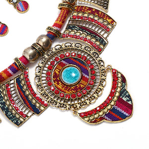 Fashion Jewelry National style resin  necklace and earrings two-piece jewelry sets for woman costume ethnic trendy jewelry set