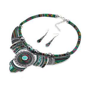 Fashion Jewelry National style resin  necklace and earrings two-piece jewelry sets for woman costume ethnic trendy jewelry set