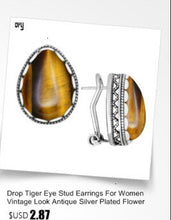 Load image into Gallery viewer, Oval Transparent Purple Opal Jewelry Set Necklace Earrings Ring Antique Silver Plated Stainless Steel Chain Fashion Jewelry