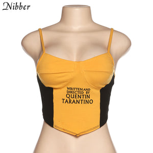 Nibber spring new Letter print cotton crop Top women Vest sleeveless Tube tops stretch Slim Soft Underwear camisoles tank tops