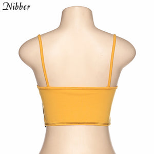 Nibber spring new Letter print cotton crop Top women Vest sleeveless Tube tops stretch Slim Soft Underwear camisoles tank tops