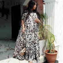 Load image into Gallery viewer, Women Dashiki Leopard Lace Traditional Boubou African Clothes Abaya Muslim Dress