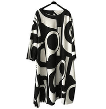 Load image into Gallery viewer, Women Print Round Collar Basic a-line Sleeve Dress