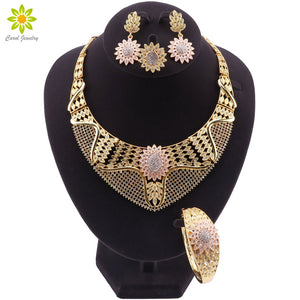 Nigerian Wedding Woman Accessories Jewelry Set Brand Dubai Gold Necklace Earrings African Beads Jewelry set