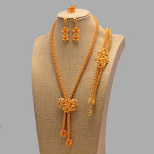 Load image into Gallery viewer, African jewelry set nigerian wedding For Women Bridal African Gold Color Jewelry Set Dubai Necklace Earrings Bride Gift