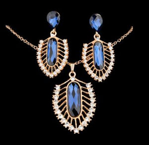 Dubai Gold Jewelry Nigerian Crystal Necklace Drop Earrings Women African New Bridal Jewelry Sets