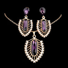 Load image into Gallery viewer, Dubai Gold Jewelry Nigerian Crystal Necklace Drop Earrings Women African New Bridal Jewelry Sets