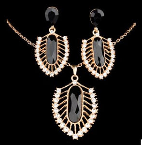 Dubai Gold Jewelry Nigerian Crystal Necklace Drop Earrings Women African New Bridal Jewelry Sets