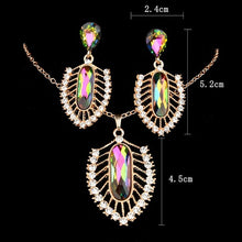 Load image into Gallery viewer, Dubai Gold Jewelry Nigerian Crystal Necklace Drop Earrings Women African New Bridal Jewelry Sets