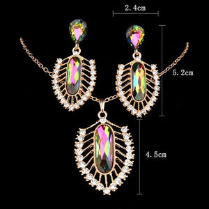 Dubai Gold Jewelry Nigerian Crystal Necklace Drop Earrings Women African New Bridal Jewelry Sets