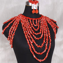 Load image into Gallery viewer, Jewelry Set Scarf Size Us 8 Nature Coral Beads Handmade Jewelry Set Women