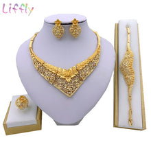 Load image into Gallery viewer, Nigerian Wedding African Jewelry Set Dubai Gold Necklace for Women