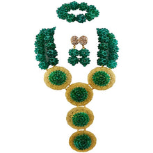 Load image into Gallery viewer, Army Green fashion Nigerian wedding African jewelry set  crystal necklace bridal jewelry sets