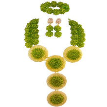 Load image into Gallery viewer, Army Green fashion Nigerian wedding African jewelry set  crystal necklace bridal jewelry sets
