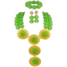 Load image into Gallery viewer, Army Green fashion Nigerian wedding African jewelry set  crystal necklace bridal jewelry sets