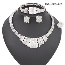 Load image into Gallery viewer, African Crystal Necklace Stud Earrings Bracelet Ring Nigerian Bridal Jewelry Sets