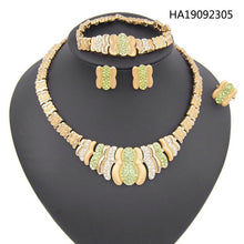 Load image into Gallery viewer, African Crystal Necklace Stud Earrings Bracelet Ring Nigerian Bridal Jewelry Sets