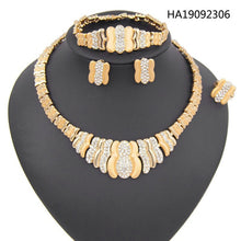Load image into Gallery viewer, African Crystal Necklace Stud Earrings Bracelet Ring Nigerian Bridal Jewelry Sets