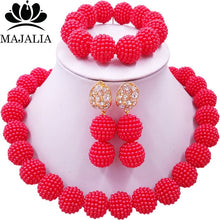 Load image into Gallery viewer, Classic Nigerian Wedding African Jewelry Set Hot pink Crystal Necklace Bride Jewelry Sets