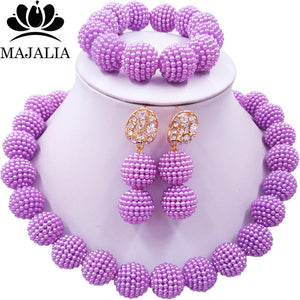 Classic Nigerian Wedding African Jewelry Set Hot pink Crystal Necklace Bride Jewelry Sets