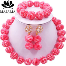 Load image into Gallery viewer, Classic Nigerian Wedding African Jewelry Set Hot pink Crystal Necklace Bride Jewelry Sets