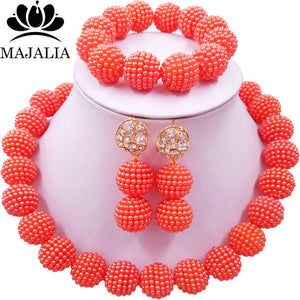 Classic Nigerian Wedding African Jewelry Set Hot pink Crystal Necklace Bride Jewelry Sets