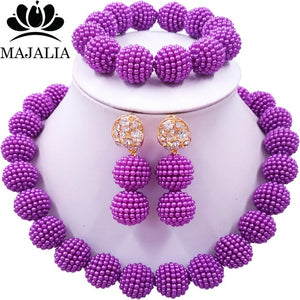 Classic Nigerian Wedding African Jewelry Set Hot pink Crystal Necklace Bride Jewelry Sets