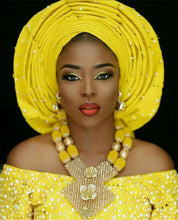 Load image into Gallery viewer, Bright Yellow Crystal African Wedding Jewelry Sets Nigerian Gold Bead Pendant Necklace Bride Jewelry Set Handmade Jewelry