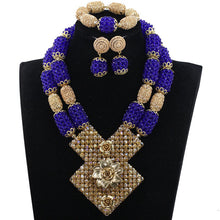 Load image into Gallery viewer, Bright Yellow Crystal African Wedding Jewelry Sets Nigerian Gold Bead Pendant Necklace Bride Jewelry Set Handmade Jewelry