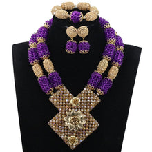 Load image into Gallery viewer, Bright Yellow Crystal African Wedding Jewelry Sets Nigerian Gold Bead Pendant Necklace Bride Jewelry Set Handmade Jewelry