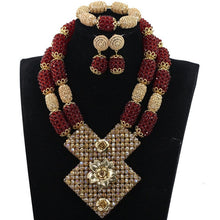 Load image into Gallery viewer, Bright Yellow Crystal African Wedding Jewelry Sets Nigerian Gold Bead Pendant Necklace Bride Jewelry Set Handmade Jewelry