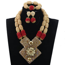 Load image into Gallery viewer, Bright Yellow Crystal African Wedding Jewelry Sets Nigerian Gold Bead Pendant Necklace Bride Jewelry Set Handmade Jewelry