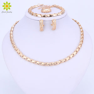 Jewelry Set Exquisite Flash Dubai Gold Color Necklace Sets Nigerian Wedding Bridal