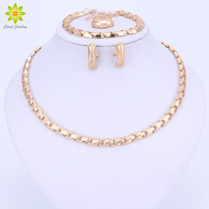 Jewelry Set Exquisite Flash Dubai Gold Color Necklace Sets Nigerian Wedding Bridal