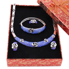Load image into Gallery viewer, Austrian Crystal Blue Fashion African  Full Rhinestone Necklace Sets