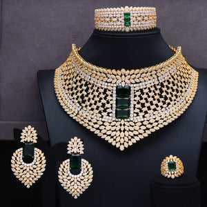 GODKI BIG Super Luxury Chokers 4PC African Necklace Zircon Jewelry Sets For Women Wedding Indian Nigerian Party Jewelry Set 2020